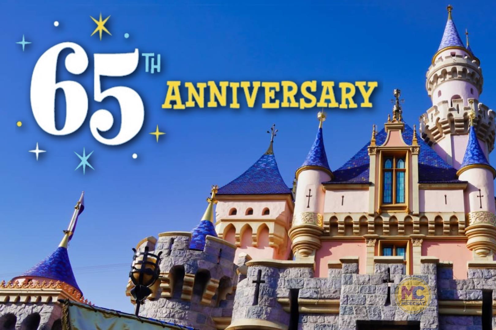 disneyland 65th anniversary castle with walt disney